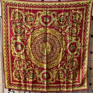 Beautiful Red & Gold Scarf - Pure Silk - 42"